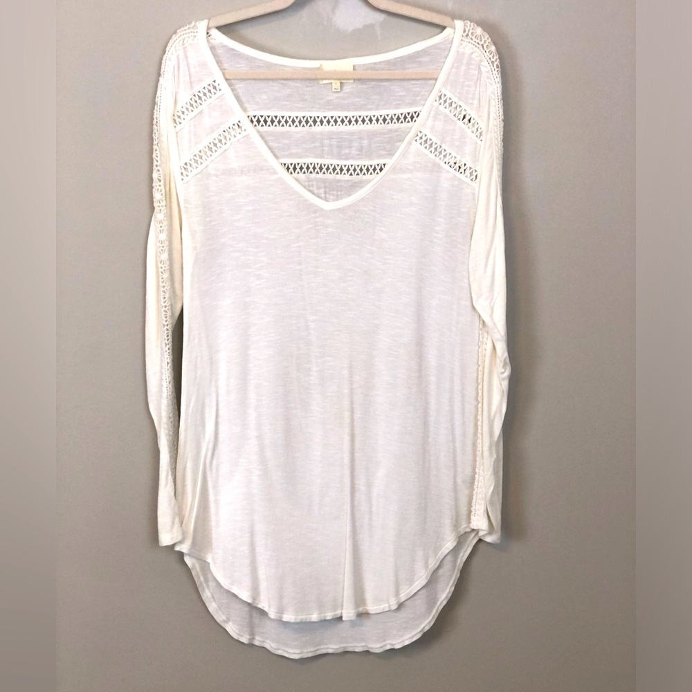 ANTHROPOLOGY Deletta White Long Sleeve Top sz S